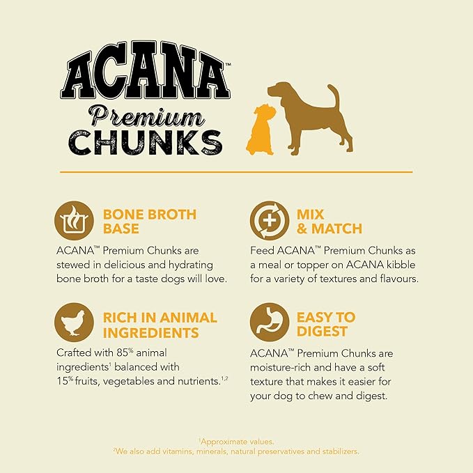 ACANA Premium Chunks in Bone Broth Grain-free Wet Dog Food Poultry Recipe 12.8oz Cans (12 Count)