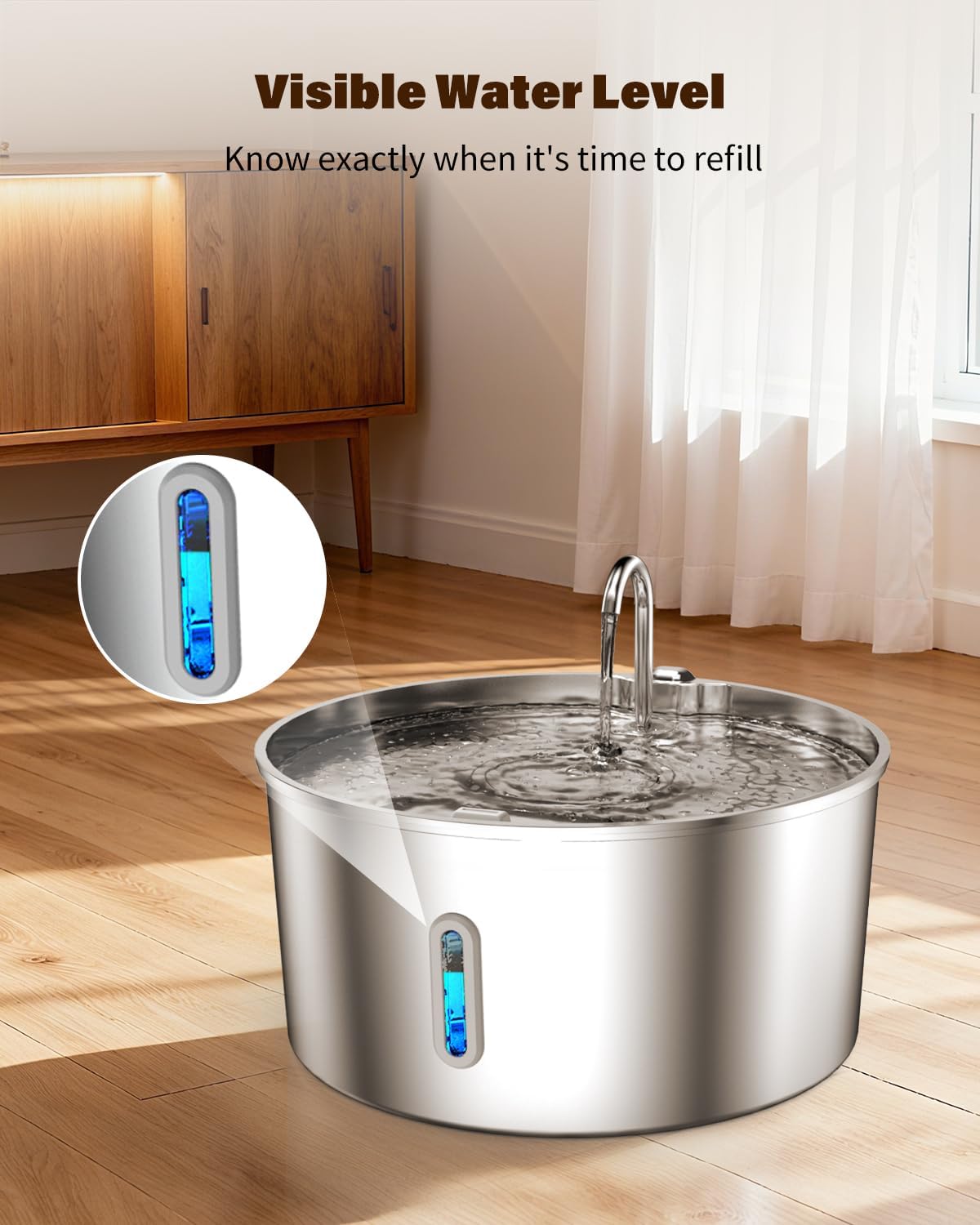 Dog Water Fountain for Large Dogs, 7L/236oz Stainless Steel Dog Water Bowl Dispenser, Automatic Pet Fountain with Ultra Quiet Pump, Large Drinking Area