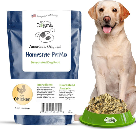 Healthy Dogma - PetMix Dehydrated Dog Food for Allergies - Grain Free, Freeze Dried, Raw, Homemade Dog Food (Chicken Dinner, 2 lbs)