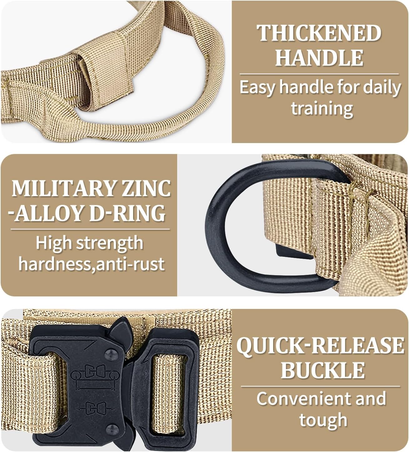 COOYOO Tactical Dog Collar Set, Adjustable Military Nylon Collar with Control Handle and Heavy Metal Buckle for Medium and Large Dogs