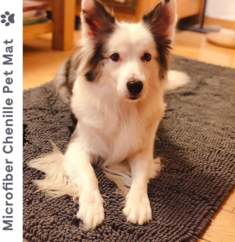 Gray Pet Dog Cat Bed Rugs Mats For Large Small Dogs Cats Doggy Puppy Paws Door Doormats Ultra Soft Shaggy Chenille Living Room Bedroom Kitchen Bathroom Area Rugs Water Absorbent Machine Washable Dry