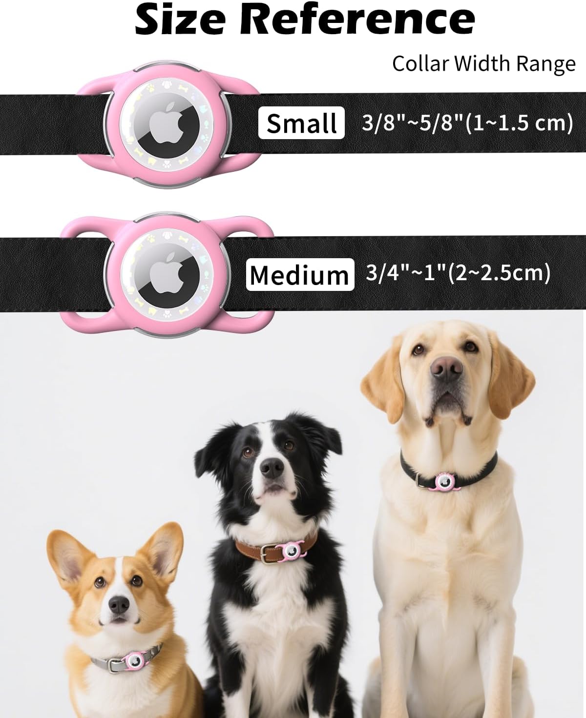 Airtag Dog Collar, Waterproof Airtag Holder for Dog Collar & Cat Collar Slicone Full Body Covered Pet Air Tag Holder (Pink, Regular)