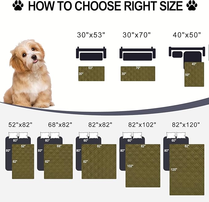 Smiry Waterproof Dog Blanket, 40x50 Inch Soft Pet Bed Cover Reversible, Washable Sofa Couch Furniture Protector for Small Medium Large Dog Puppy Cat, Green/Navy