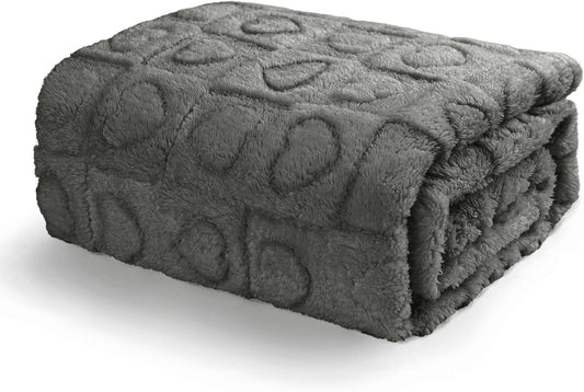 gogobunny Calming Plush Dog Cat Blanket 300GSM Coral Fleece, Ultra-Soft Machine Washable Pet Bedding for Small Medium Dogs Cats Puppies Kittens (Anthracite, 25x35)