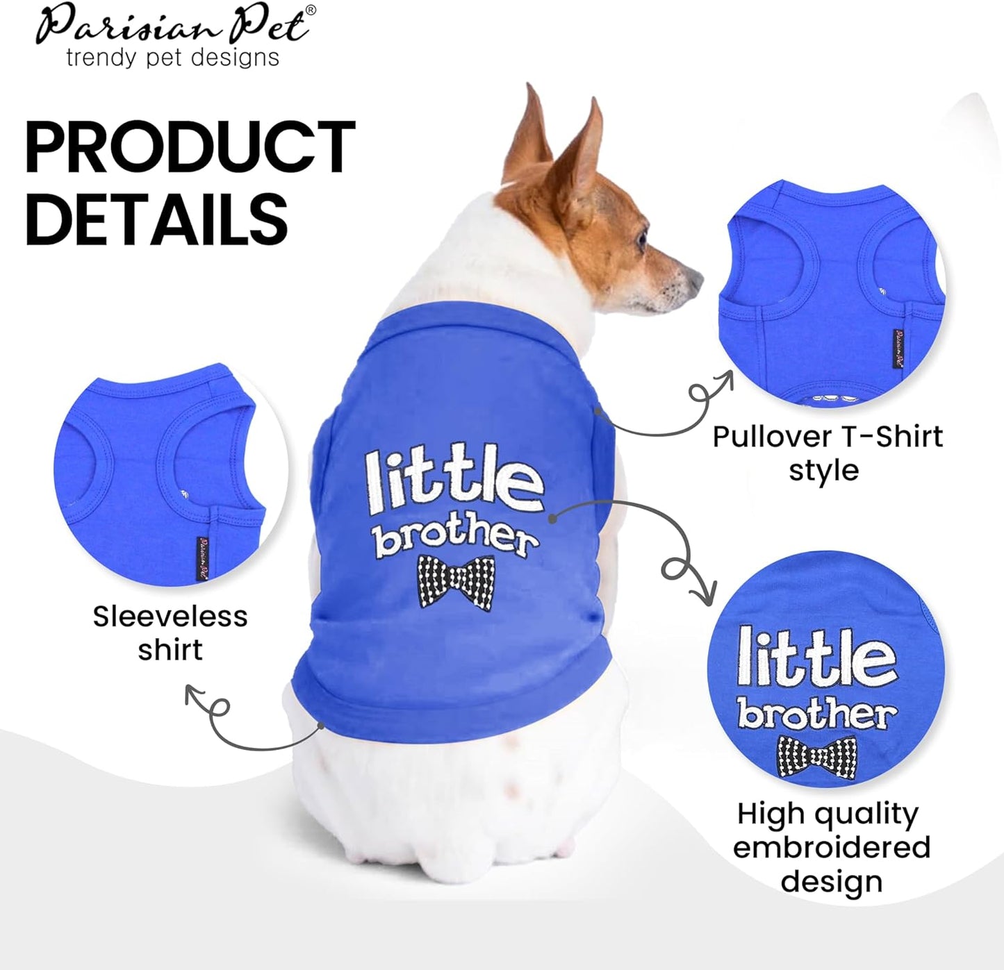 Parisian Pet Dog Cat Clothes Tee Shirts Little Brother T-Shirt, L