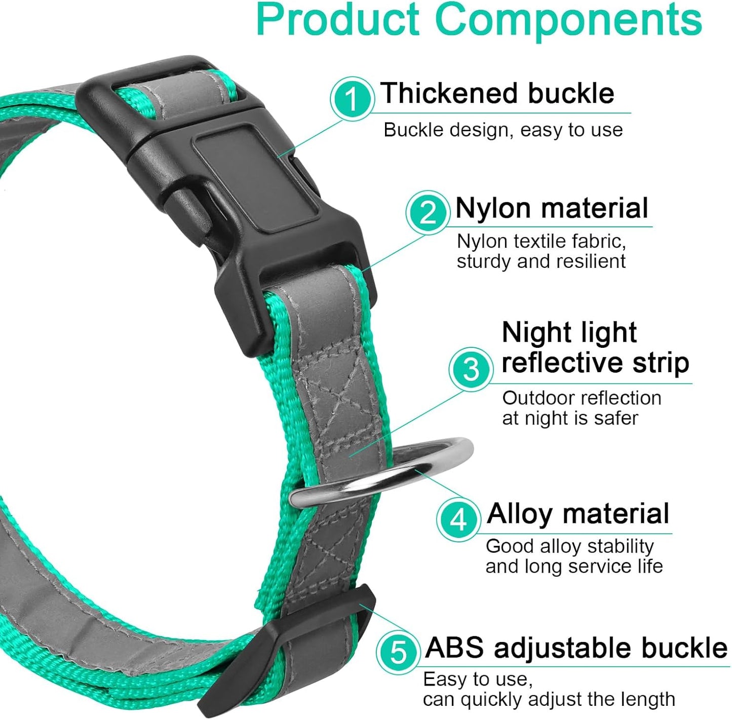 Personalized Reflective Dog Collar Embroidered with Name and Phone Number - Custom Nylon Comfortable Collar for Male, Female - Adjustable Dogs Collars for Small Dog Boy, Girl Puppy