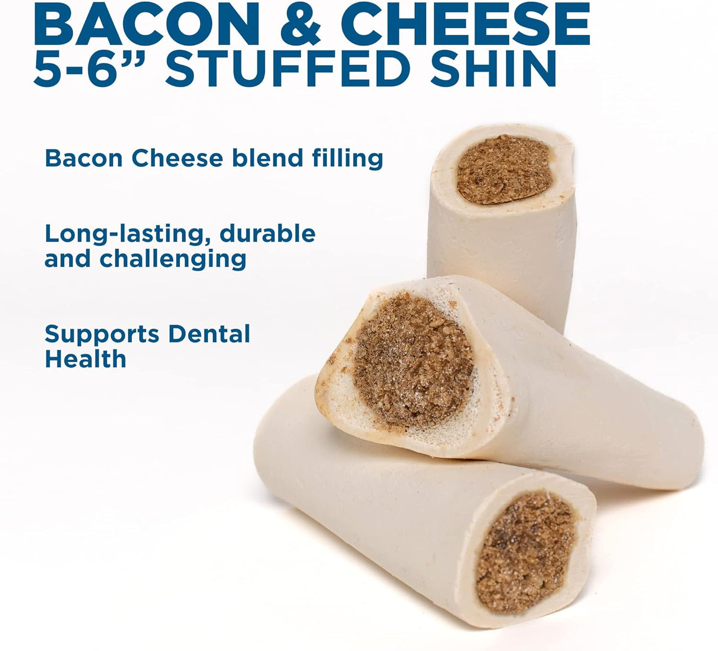 Best Bully Sticks 5-6 Inch Bacon and Cheese Filled Shin Bones for Dogs - 5 Count (Pack of 1) - Easily Digestible, Long-Lasting, Refillable Treat