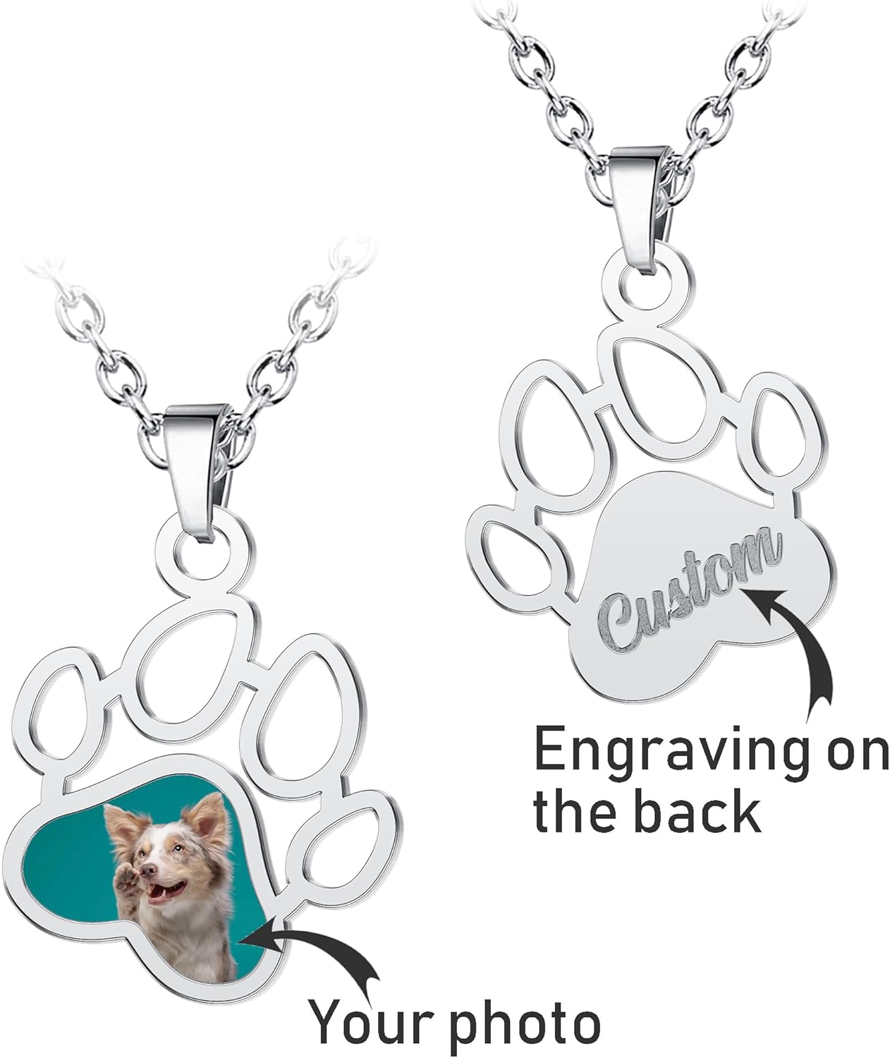 CharmSStory Personalized Photo Necklaces Custom Engraved Name Necklace Memory Keepsake Picture Necklace Pendant Customized Gifts for Women Men