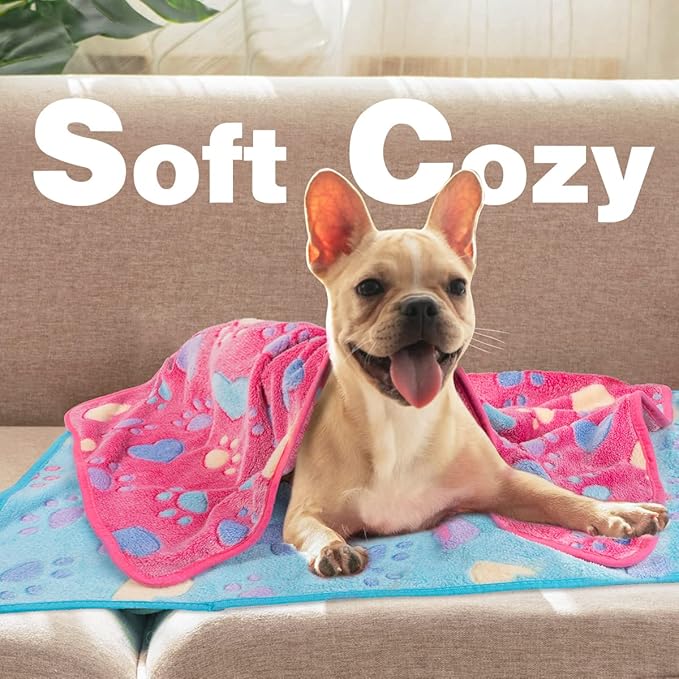 Pet Soft 1 Pack 3 Pet Blankets for Dogs - Fluffy Cats Dogs Blanket for Small Medium & Large Dog, Cute Print Pet Throw Puppy Blankets Fleece (Heart, 3L)