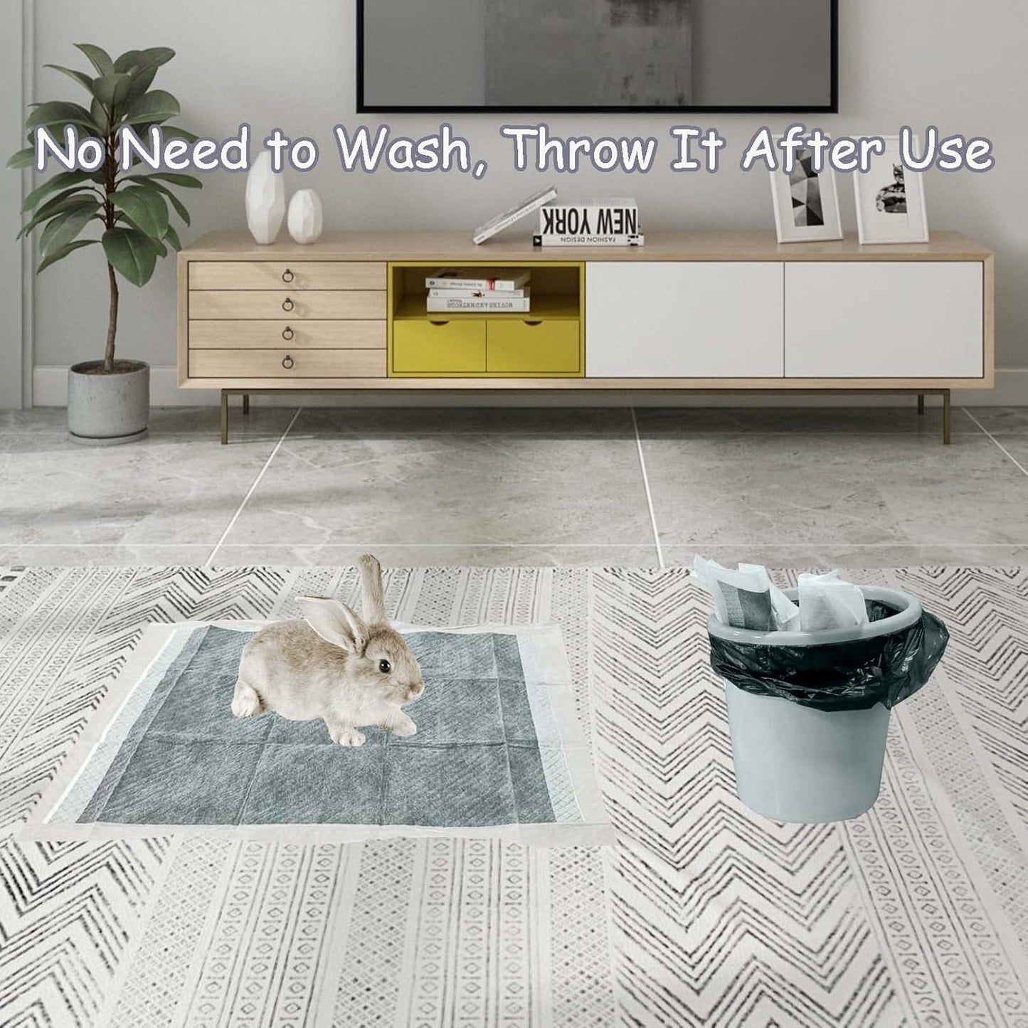 Tfwadmx Rabbit Pee Pads 18" x 24" 100 Pcs Guinea Pig Super Absorbent Cage Liners Bunny Disposable Black Carbon Diapers Small Animal Training Accessories with Quick-Dry Surface