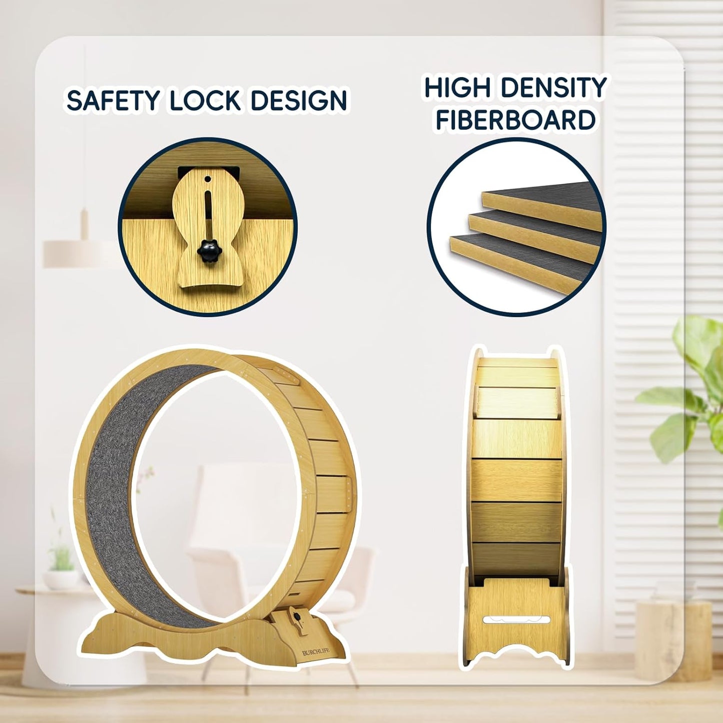 Cat Exercise Wheel 45 Inch Cat Treadmill for Indoor Cats, Running Wheel with Detachable Carpeted Runway, Cats Running Wheel Carpet Suitable for Most Pets Weight Loss and Health (Wood, XXL)