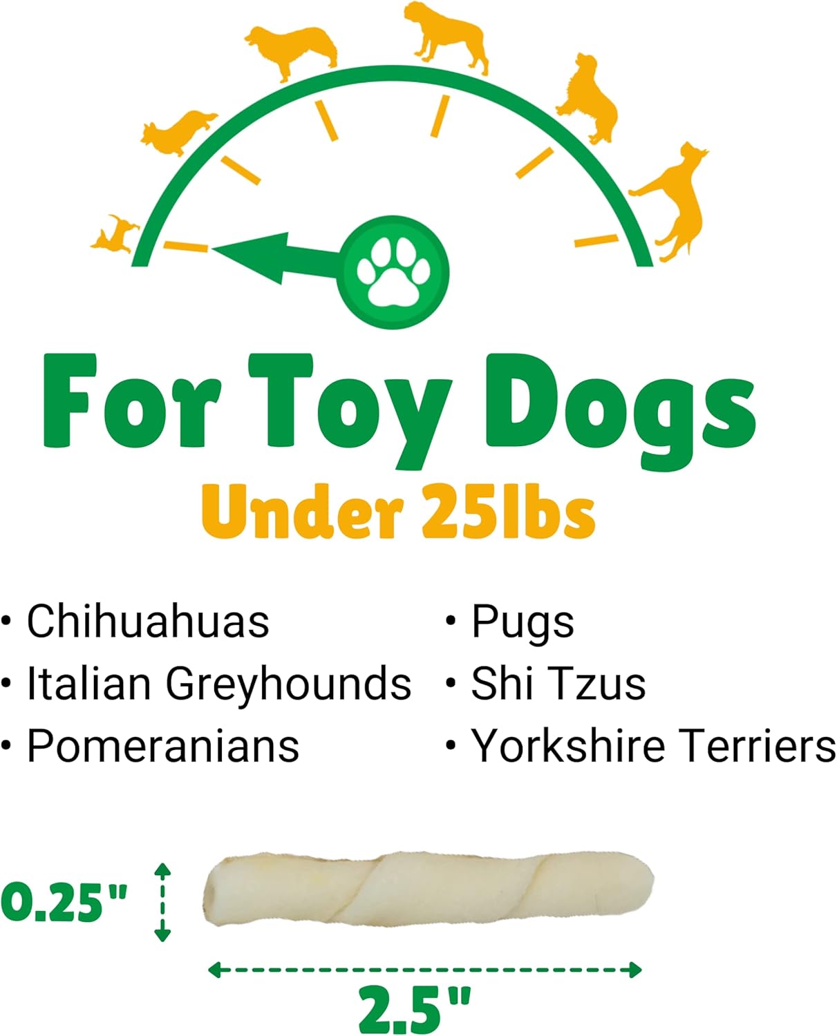 Lucky Premium Treats Plain Rawhide Sticks – All-Natural Rawhide Dog Treats for Extra Small Dogs, Gluten Free Premium Toy Breed Dog Treats (200 Chews)