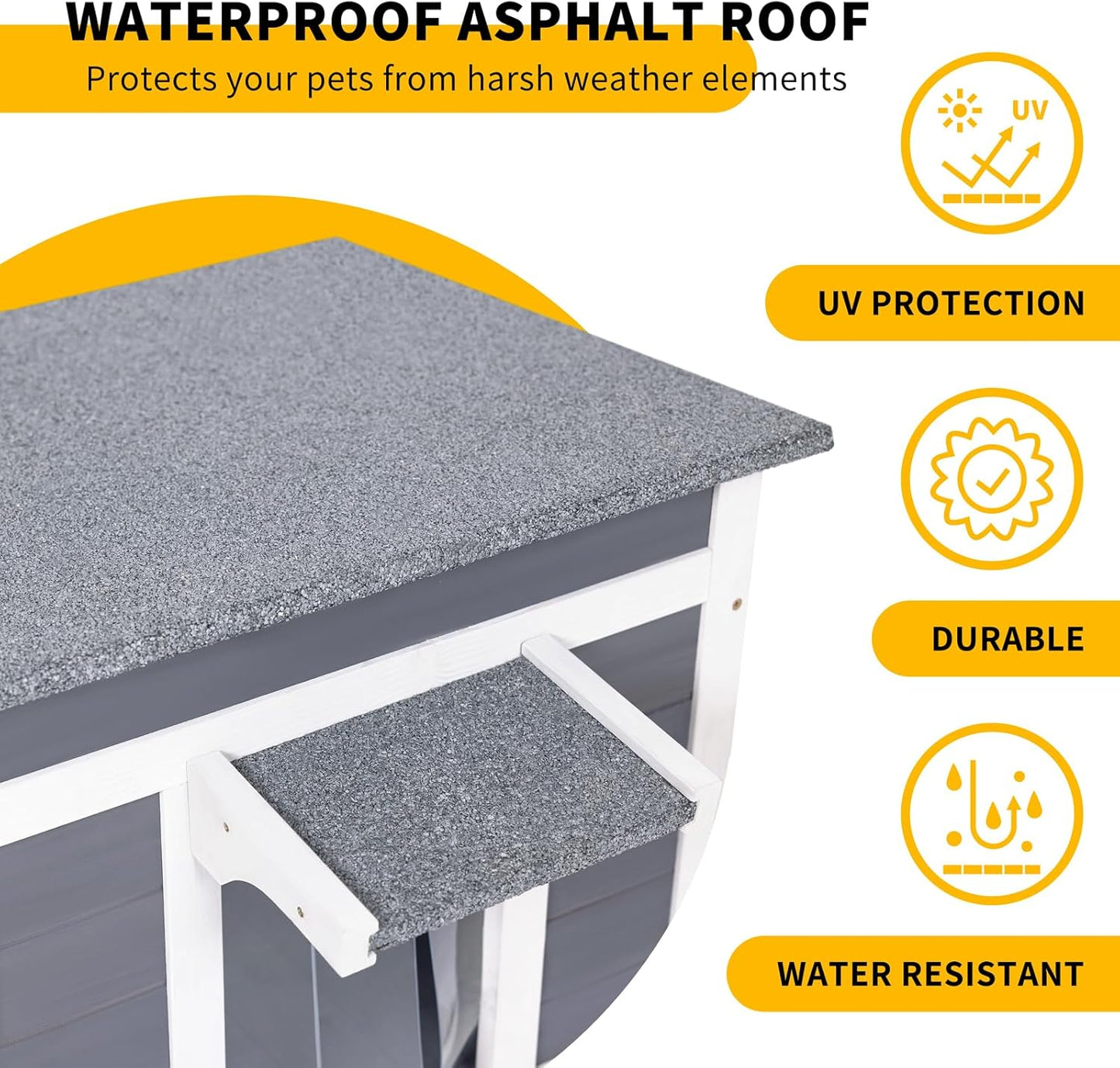 GEGURI Outdoor Cat House, Weatherproof Feral Cat Shelter for Winter