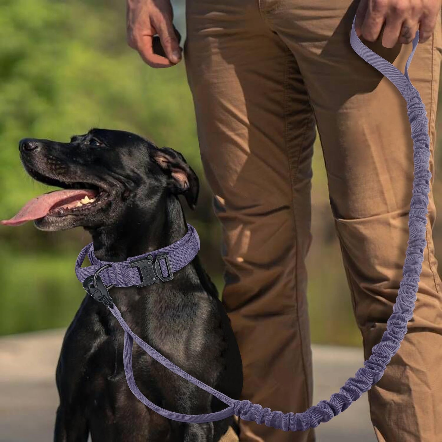 COOYOO Dog Collar,3 Piece Set Tactical Dog Collars, Adjustable Military Training Nylon Dog Collar with Control Handle and Heavy Metal Buckle for Medium and Large Dogs