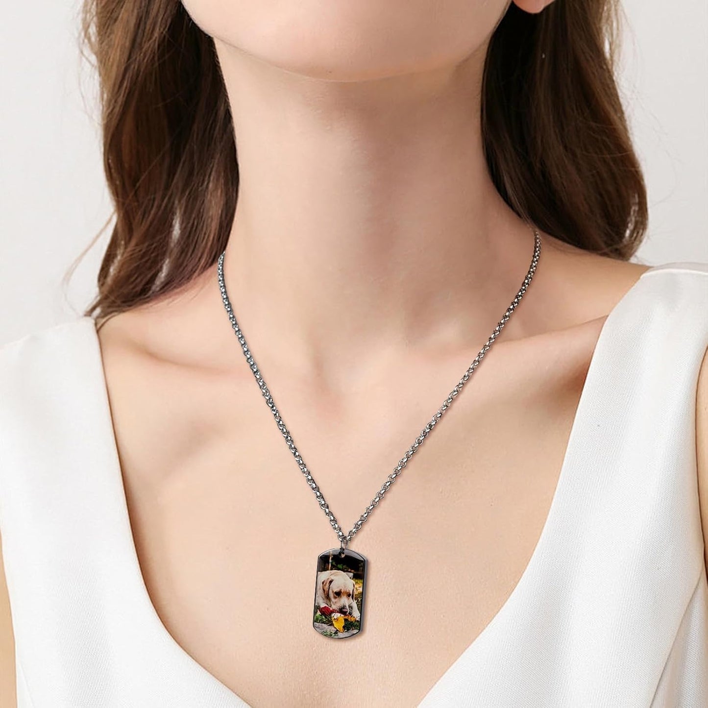 Funnylife Personalized Pet Urn Necklaces for Dog Cat Ashes Custom Photo Text Stainless Steel Cremation Jewelry Pet Loss Memorial Gift