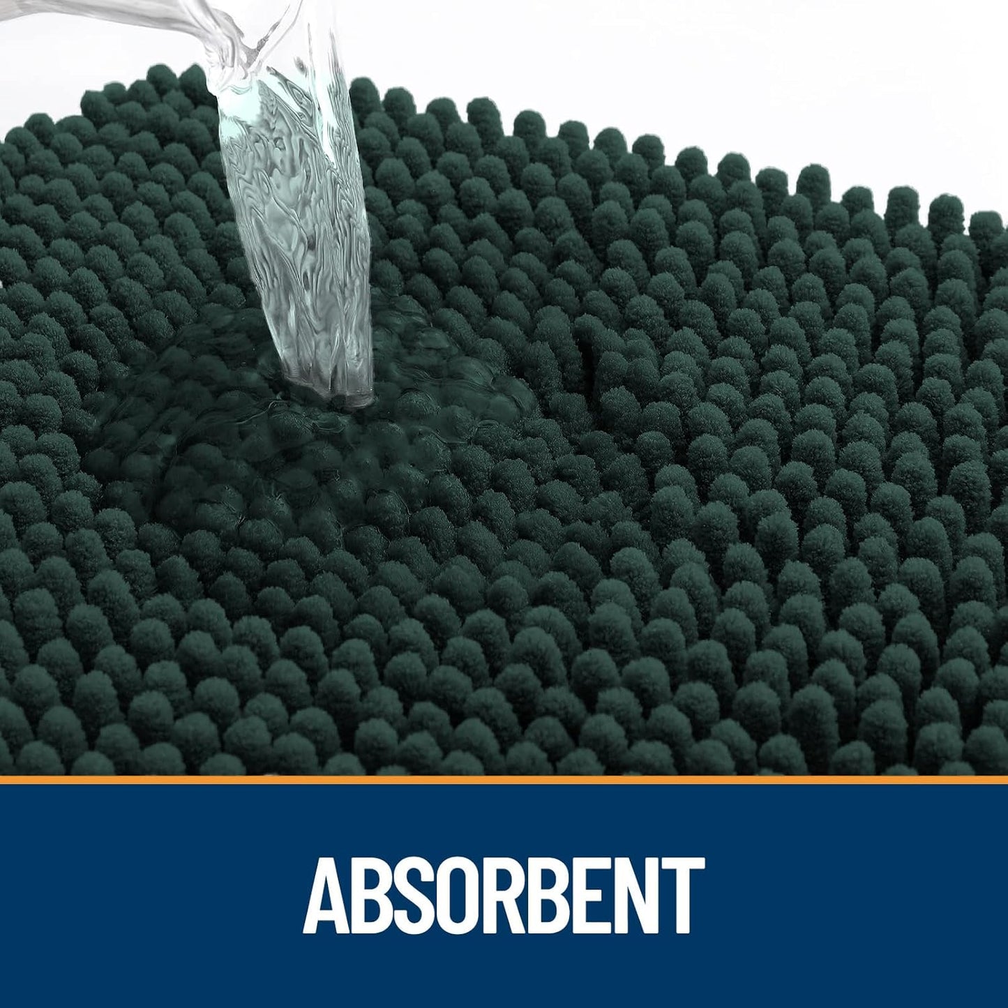 OLANLY Dog Door Mat for Muddy Paws 47x17, Absorbs Moisture and Dirt, Absorbent Non-Slip Washable Doormat, Quick Dry Chenille Mud Mat, Entry Indoor Entryway Carpet for Inside Floor, Blackish Green