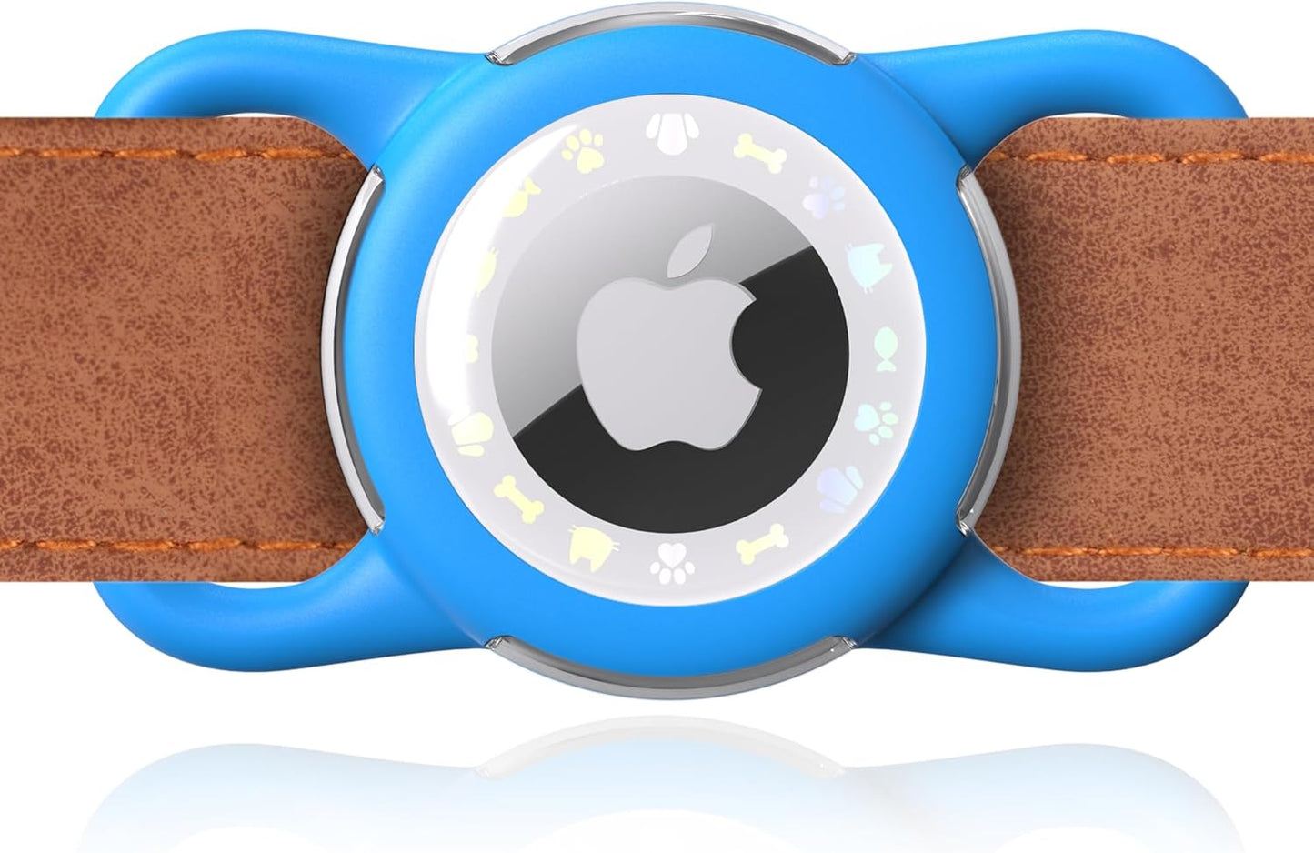 Airtag Dog Collar, Waterproof Airtag Holder for Dog Collar & Cat Collar Slicone Full Body Covered Pet Air Tag Holder (Blue, Regular)