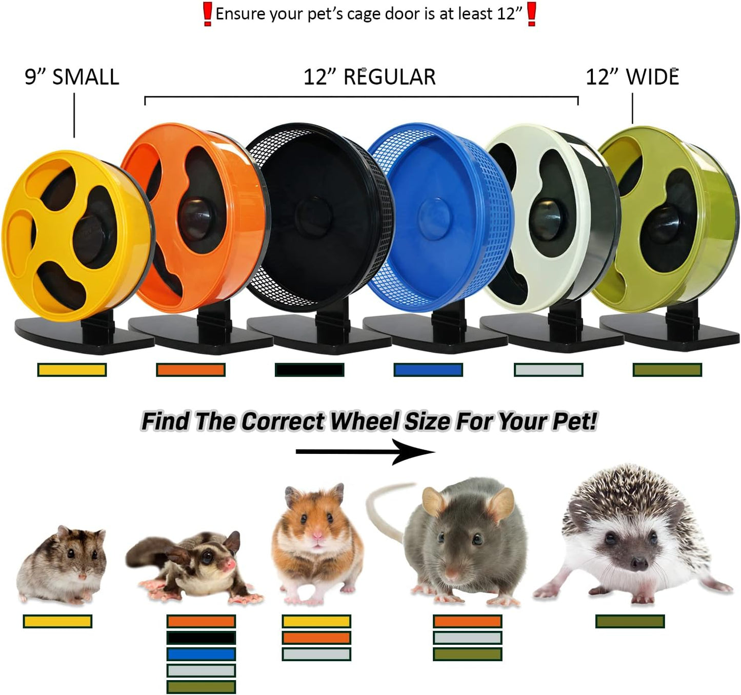 Silent Runner 12" Wide + Cage Attachment (NO Stand) - Silent, Fast, Durable Exercise Wheel - Sugar Gliders, Degus, Rats, Hedgehogs, Prairie Dogs & Small Pets
