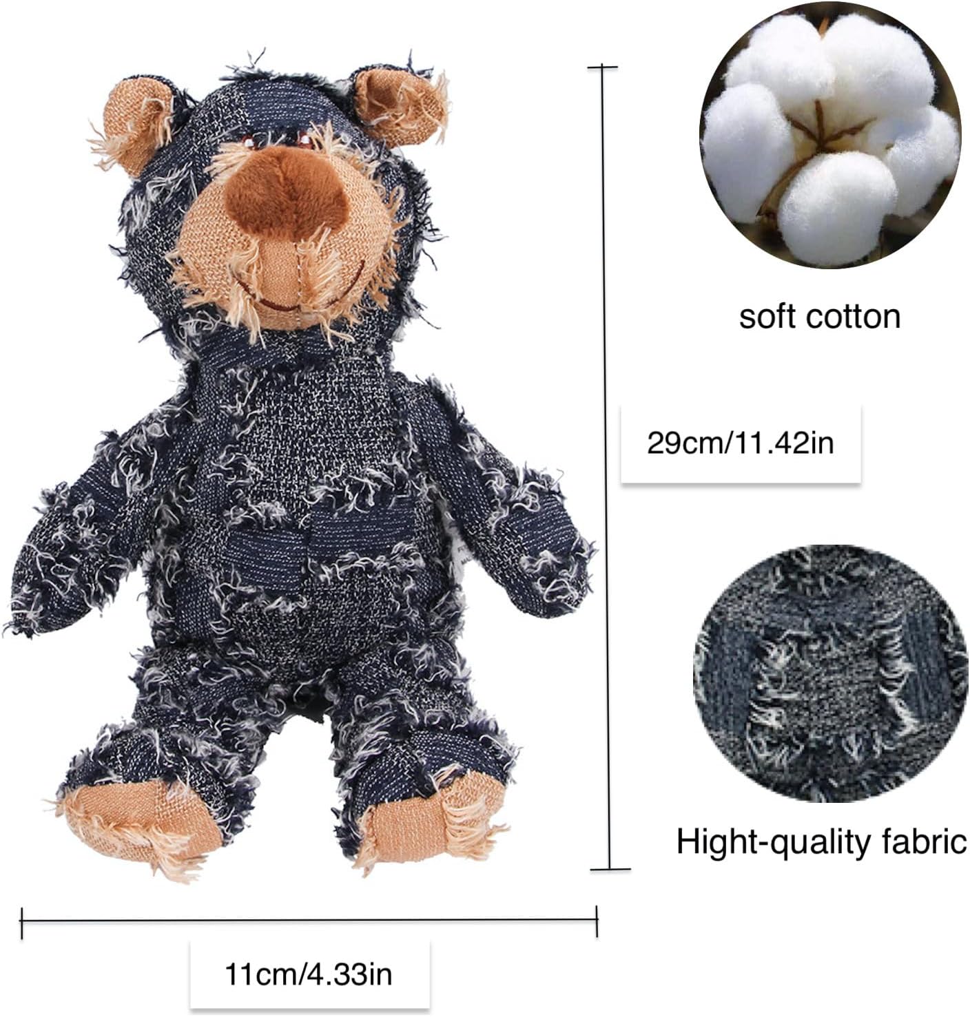 MAXBECK Dog Companion for Heavy Chewers- Indestructible Robust Bear Dog Toy, Resistant Squeaky Dog Toys for Heavy Chewers, Unbreakable Stuffed Plush Dog Toys for Aggressive Chewers (B-Oak)