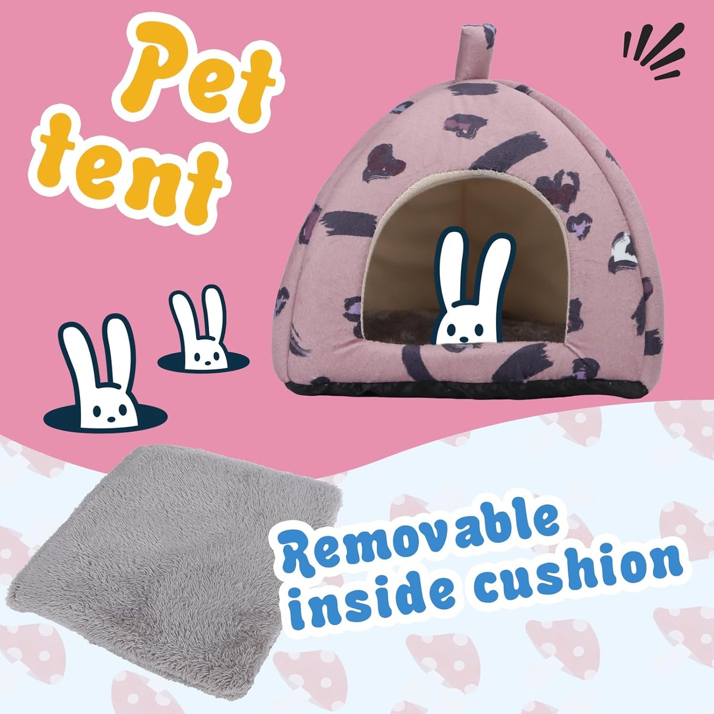 2-Pack Guinea Pig Hideout with Tunnel for Small Animals(Guinea Pig Bedding Warm & Lightweight, Easy to Clean)