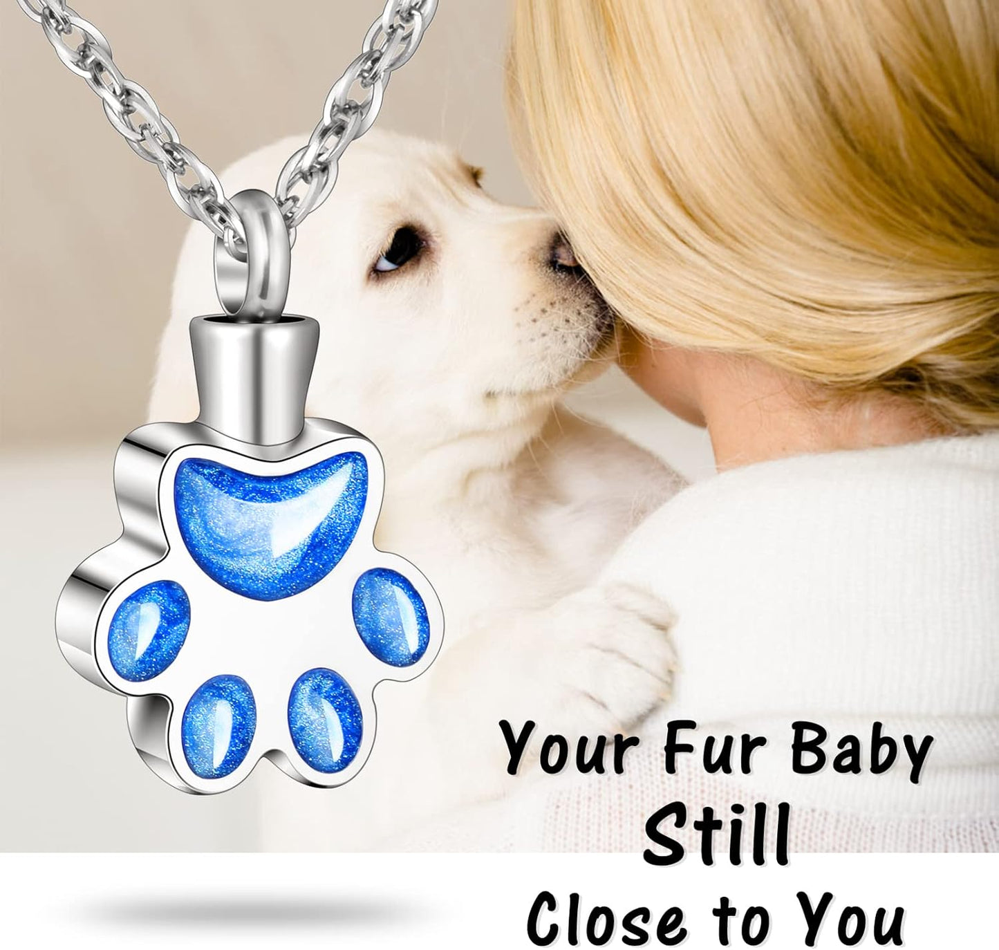 abooxiu Paw Print Urn Necklace for Ashes Cremation Necklace for Pet Ashes Stainless Steel Ash Necklace Memorial Ash Holder