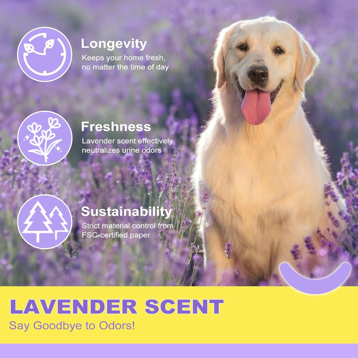 MIZOK Dog Pee Pads Extra Large 28x34in Lavender Scented Odor Control Ultra Absorbent for Up to 8 Cups 6 Layers Leak-Proof Purple (35 Counts)