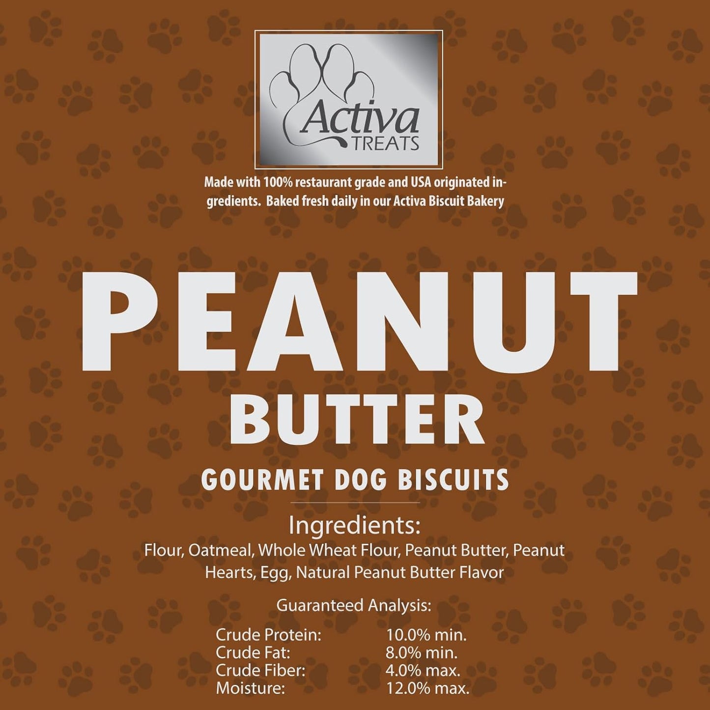 Activa 2lb Peanut Butter Gourmet Dog Biscuits | Crunchy Dog Treats | (Medium, Peanut Butter)