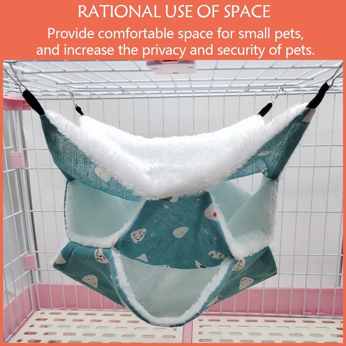 LEFTSTARER Triple-Layer Sugar Glider Hammock, Small Pet Cage Hammock, Sugar Glider Cage Accessories Hamster Bedding Small Animals Bed for Chinchilla Parrot Ferrets Rat Playing Sleeping (Candy)