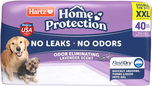 Hartz Home Protection Lavender Scented Dog Pads, XXL 40 count, Super Absorbent & Won't Leak, Odor Eliminating