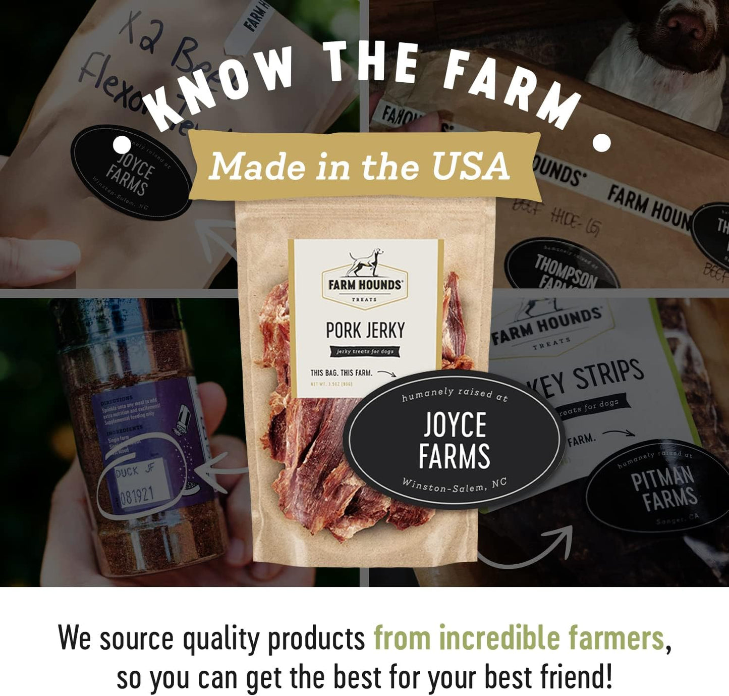 Farm Hounds - Premium Natural Pork Jerky for Dogs - Made from 100% Humanely Raised Pork - Break-to-Size - Great for Training & Treats - No Added Fillers - Made in USA - 3.5 oz - 2 Pack