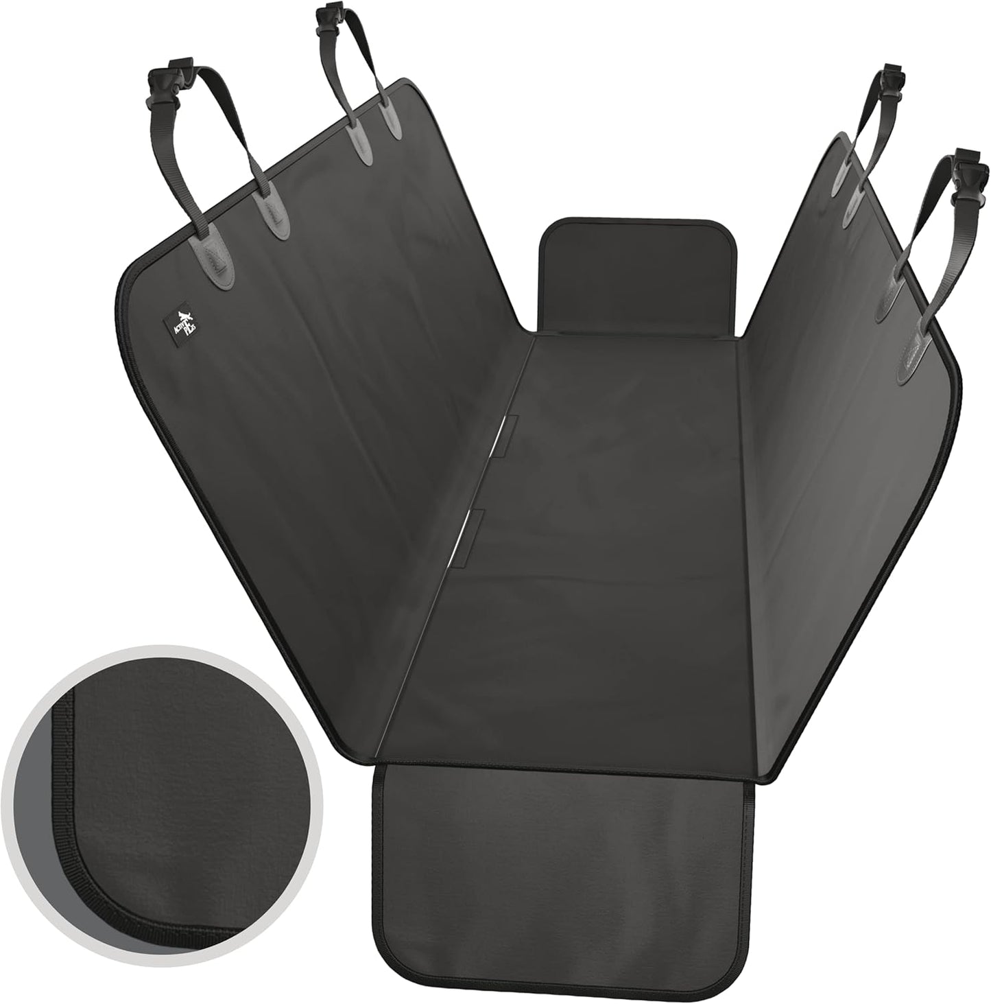 Active Pets Dog Car Seat Cover for Back Seat, Waterproof Pet Hammock Protector, Durable Nonslip Seat Protection SUV Truck, Standard 53"x56", Black