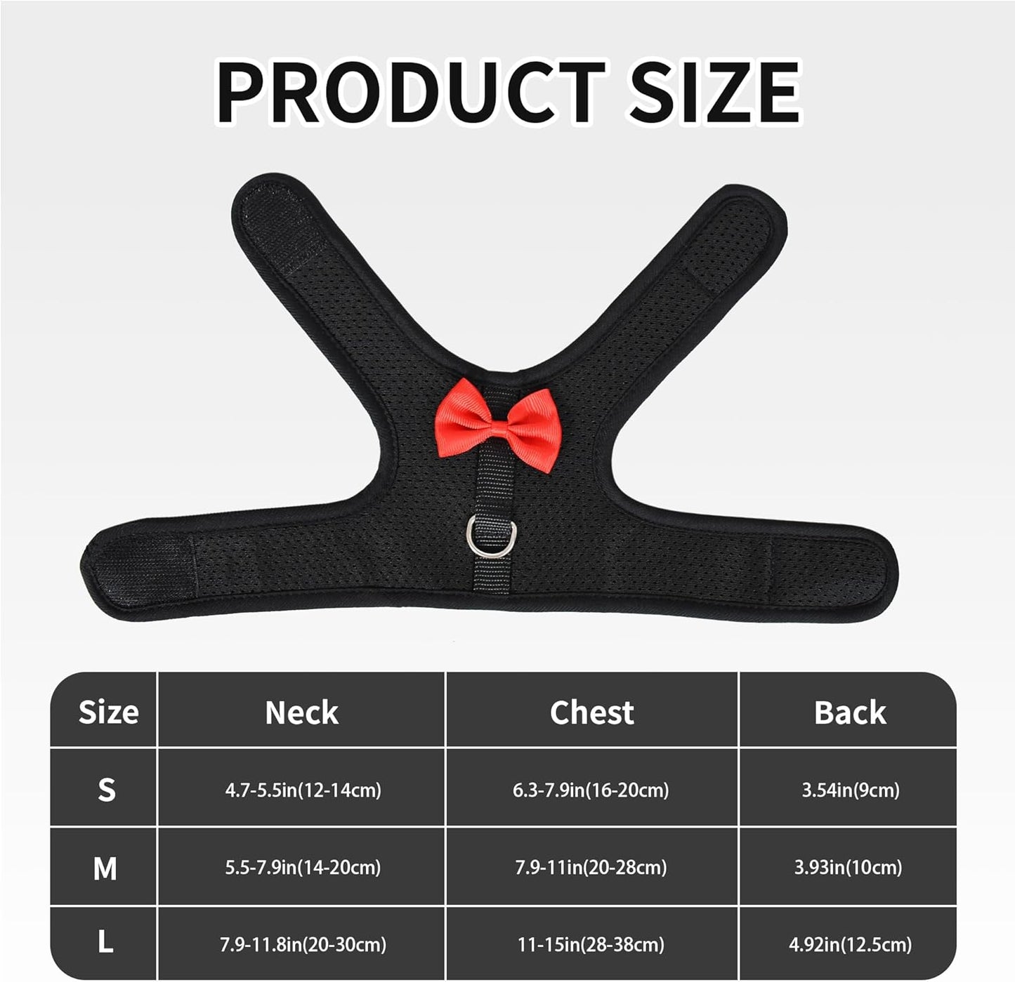 AIITLE Rabbit Harness and Leash Set with Cute Bow, Soft Breathable Mesh Vest Harness for Rabbits Kitten Ferret Puppy Small Pets Walking Supplies Black S