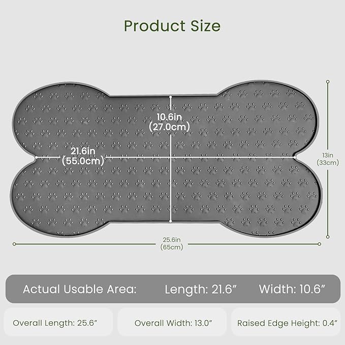 Dog Food Mat Anti-Slip Silicone Dog Bowl Mat Thicker Pet Placemat Waterproof Cat Feeder Pad with Raised Edge Puppy Kitten Feeding Mats Suitable Small Medium-Sized Dogs Cats Eating Tray