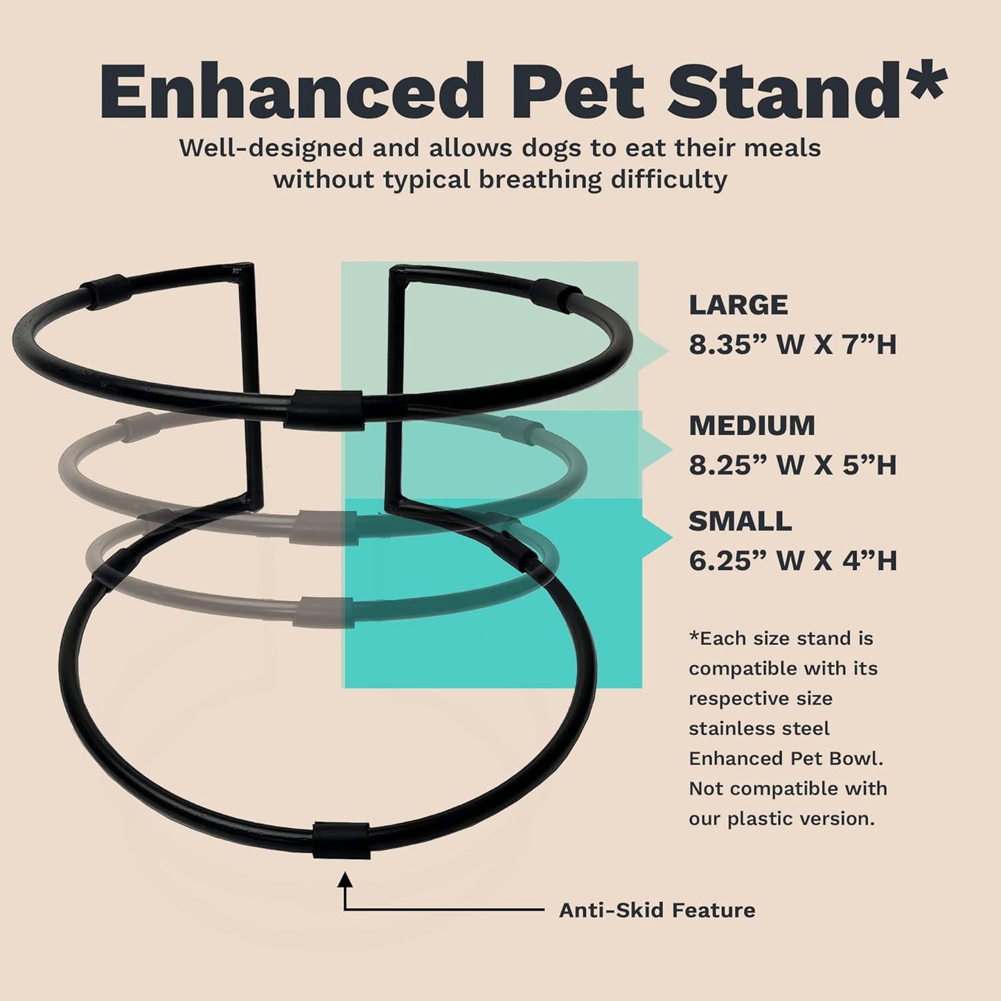 Enhanced Pet Bowl Stand - New Anti-Skid Feature - Dog and Cat Bowl Stand Exclusively for Use with The Corresponing Size Enhanced Pet Bowl (Small)