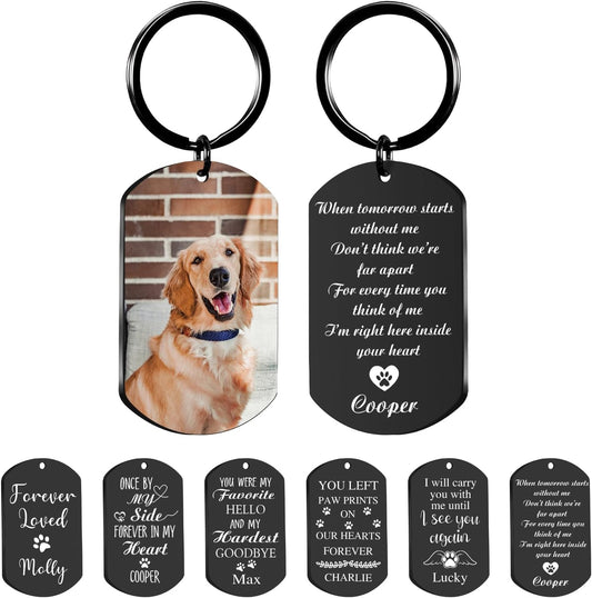 Pet Memorial Gifts for Dogs Cats, Custom Dog Memorial Keychain with Picture and Name,Sympathy Gifts for Loss of Dog,Dog Cat Bereavement Remembrance Passing Away Gifts for Dog Lovers Friends Family