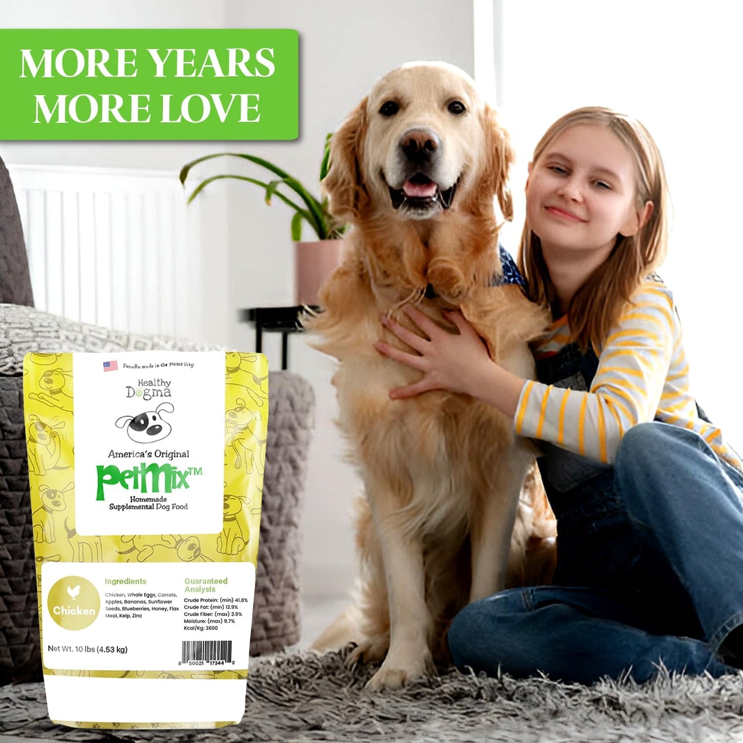 Healthy Dogma - PetMix Dehydrated Dog Food for Allergies - Grain Free, Freeze Dried, Raw, Homemade Dog Food (Chicken Dinner, 10 lbs)