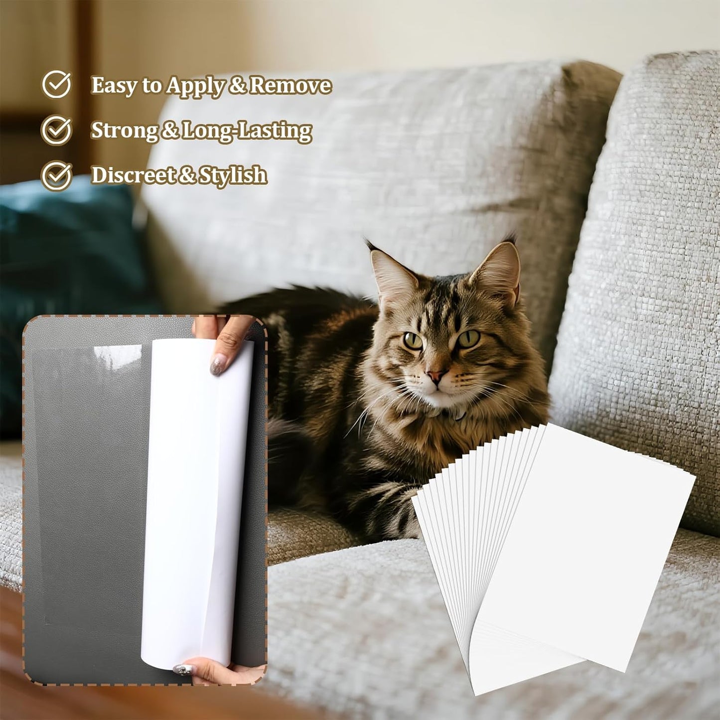 Cat Scratch Furniture Protector, Easy to Remove Couch Scratch Guard,Couch Protector from Cat Claws,Furniture Protection Pads and Cats Training Tape(20-Pack)