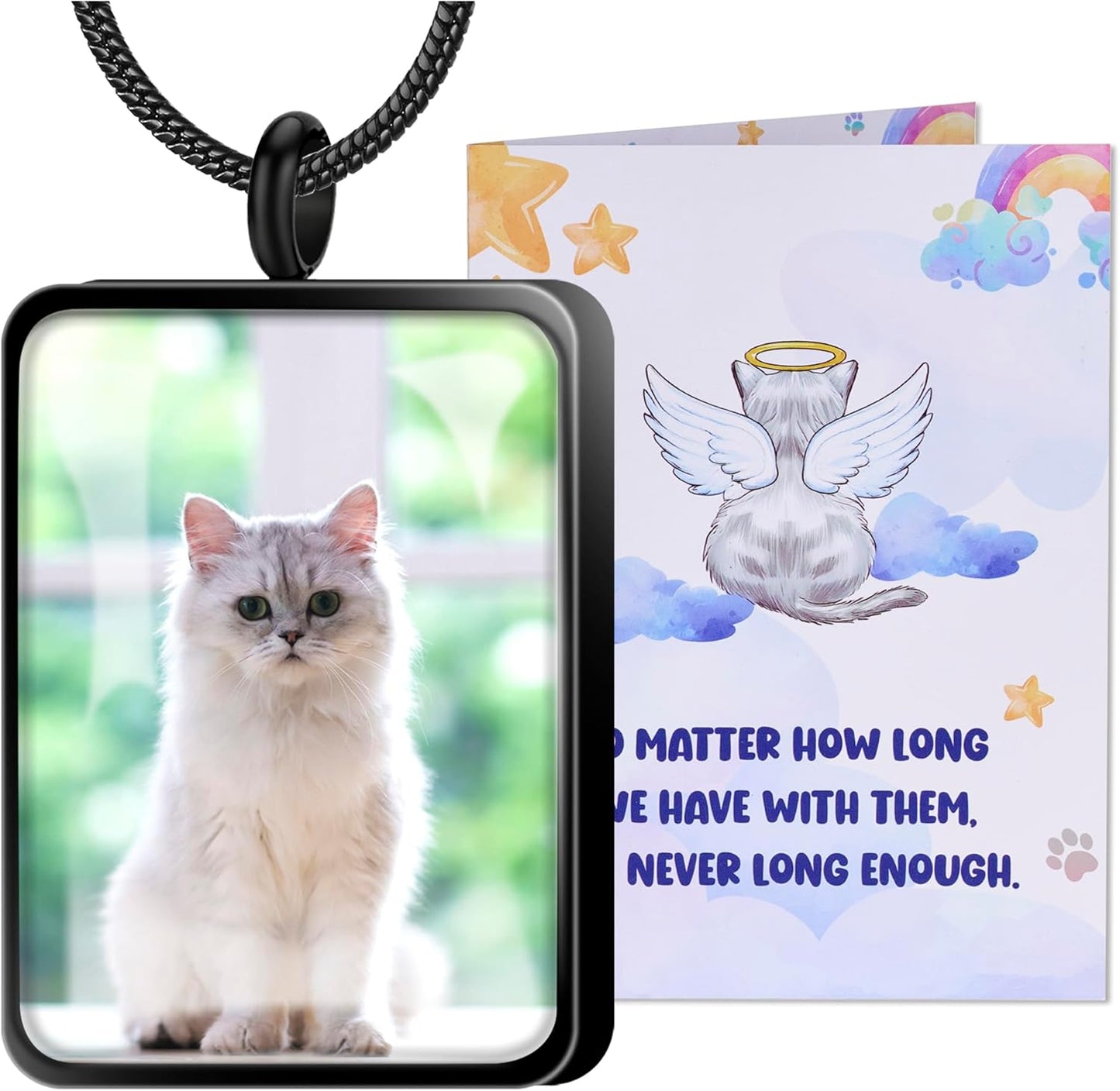 Fanery Sue Pet Ashes Necklace Cremation Jewelry Personalized Picture&Quote Memorial Gifts for Loss of Dog/Cat Urn Necklaces Pets Loss Sympathy Gift Keepsake for Women
