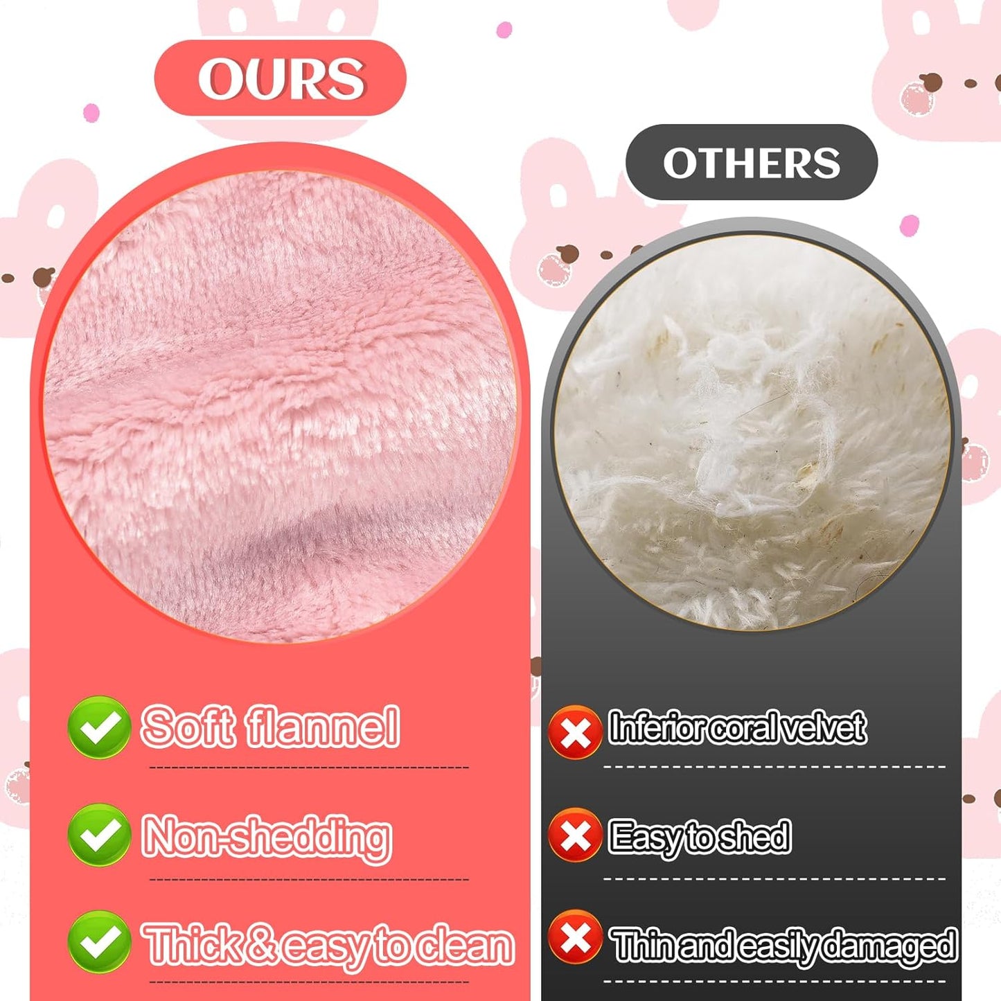 MEWTOGO 15.7 x 14In Rabbit Bed, Thickened Soft Bunny Bed, Cuddle Cushion Plush Mat with Cotton Lounger Pillows, Small Pet Flop Mat for Cage Sleeping Indoor, Pink