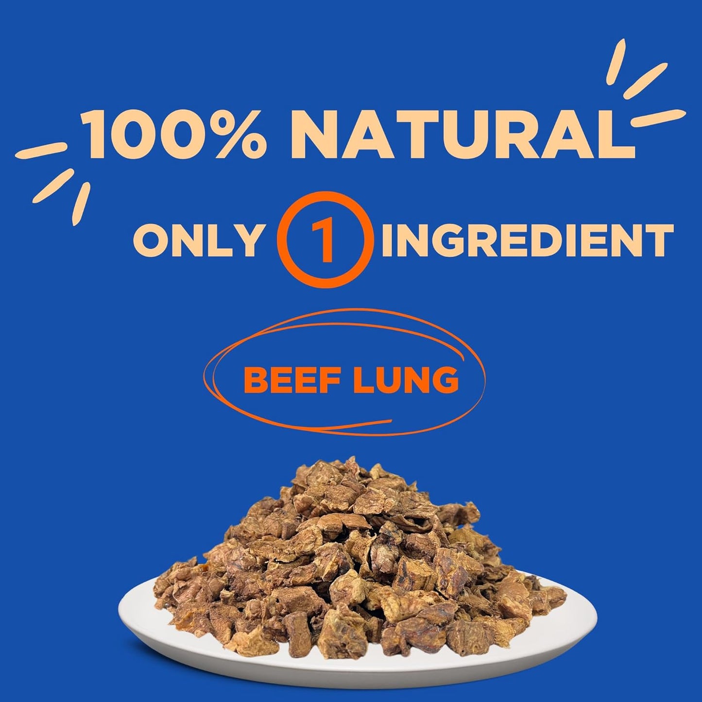 PAWW CHEW Beef Lung Dog Treats, 100% Natural, Single Ingredient, (1 Pound) Made in The USA, Dried & Dehydrated, High Protein, High Value Dog Training Treats, Grain Free, Low-Odor Free for All Breeds