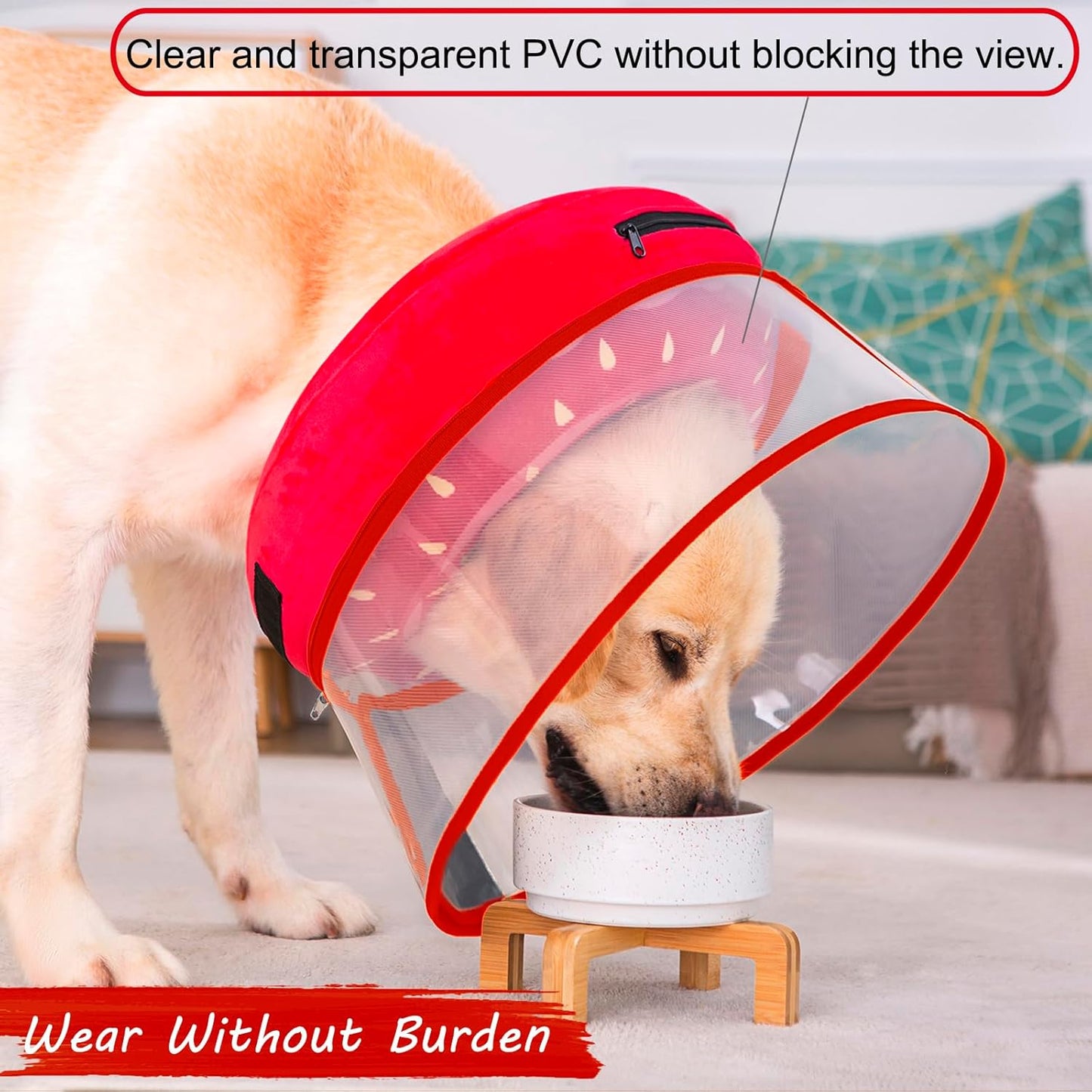 Inflatable Dog Cone Collar for Large Medium Small Dogs, Soft Dog Donut Collar Adjustable Recovery Cone for Pets After Surgery, Extra Enhanced Anti-Licking Guard Shield for Pets (X-Large, Strawberry)