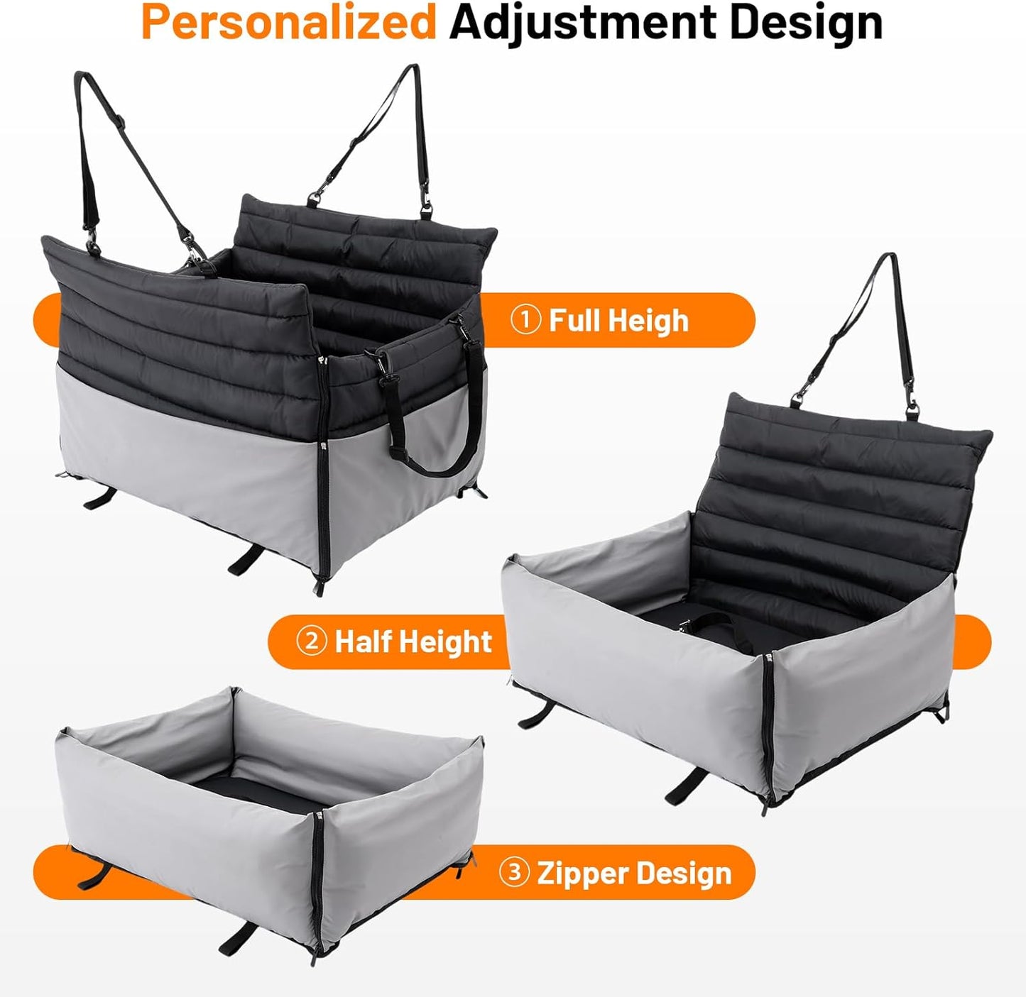 Dog Car Seat for Medium Pets: 2-in-1 Foldable Travel Booster with Waterproof PU Leather, Secure Safety Straps, Fits Pets Up to 45 lbs