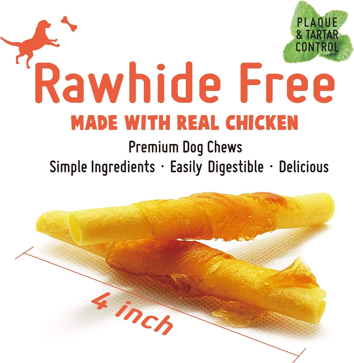 Chicken Wrapped Dog Bone Treat Sticks with Turmeric, Easy to Digest, Non-Rawhide Soft Chicken Cheese Dog Chew Treats 15pcs/Pack (Medium 4.5" 15pcs/Pack x 3packs)