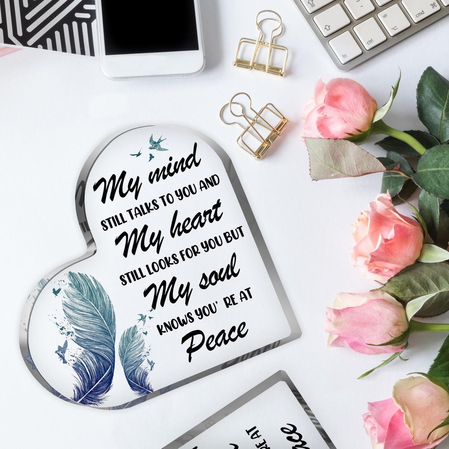 Acrylic Heart Memorial Gift, Sympathy Gifts Bereavement Gift Condolences Gift Sympathy Table Decorations Loss of Loved One of for Table Centerpieces Remembrance