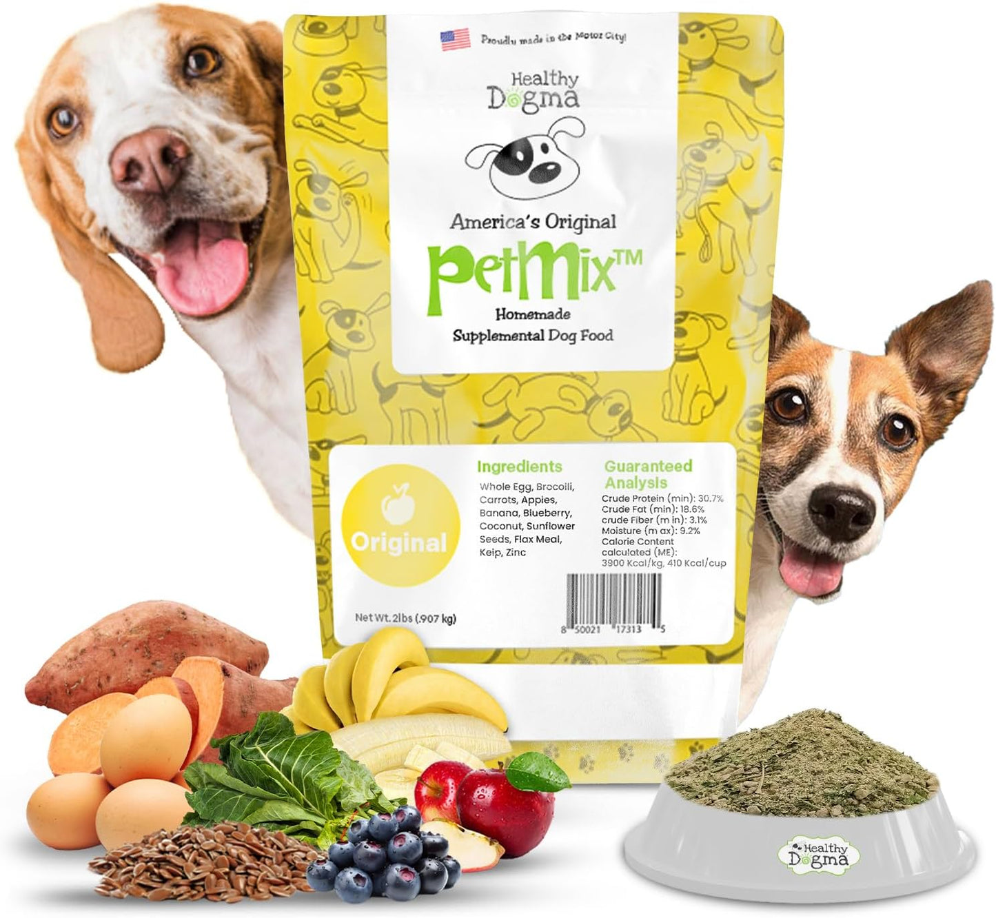Healthy Dogma - PetMix Dehydrated Dog Food for Allergies, Joint Support & Mobility - Grain Free, Raw, Homemade Dog Food (Original, 2 lbs)