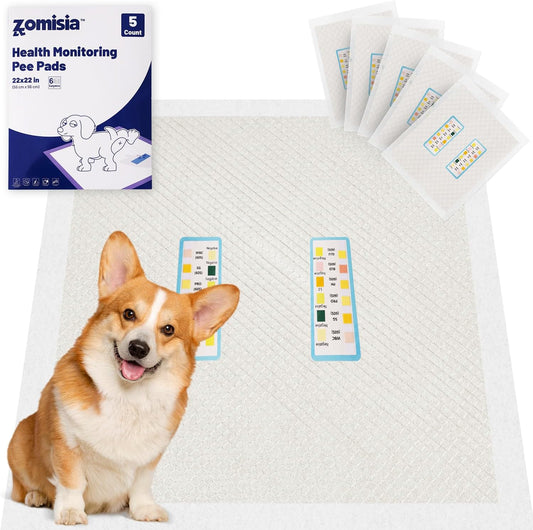 Health Monitoring Puppy Pee Pad with Color Indicators, 22"x22" 5 Counts - 6-Parameter Urine Test, Disposable Dog Potty Training Pads , Odor-Control, Super Absorbent & Leak-Proof