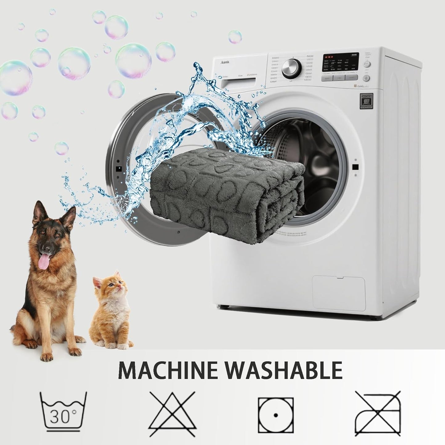 gogobunny Calming Plush Dog Cat Blanket 300GSM Coral Fleece, Ultra-Soft Machine Washable Pet Bedding for Small Medium Dogs Cats Puppies Kittens (Anthracite, 60x80)