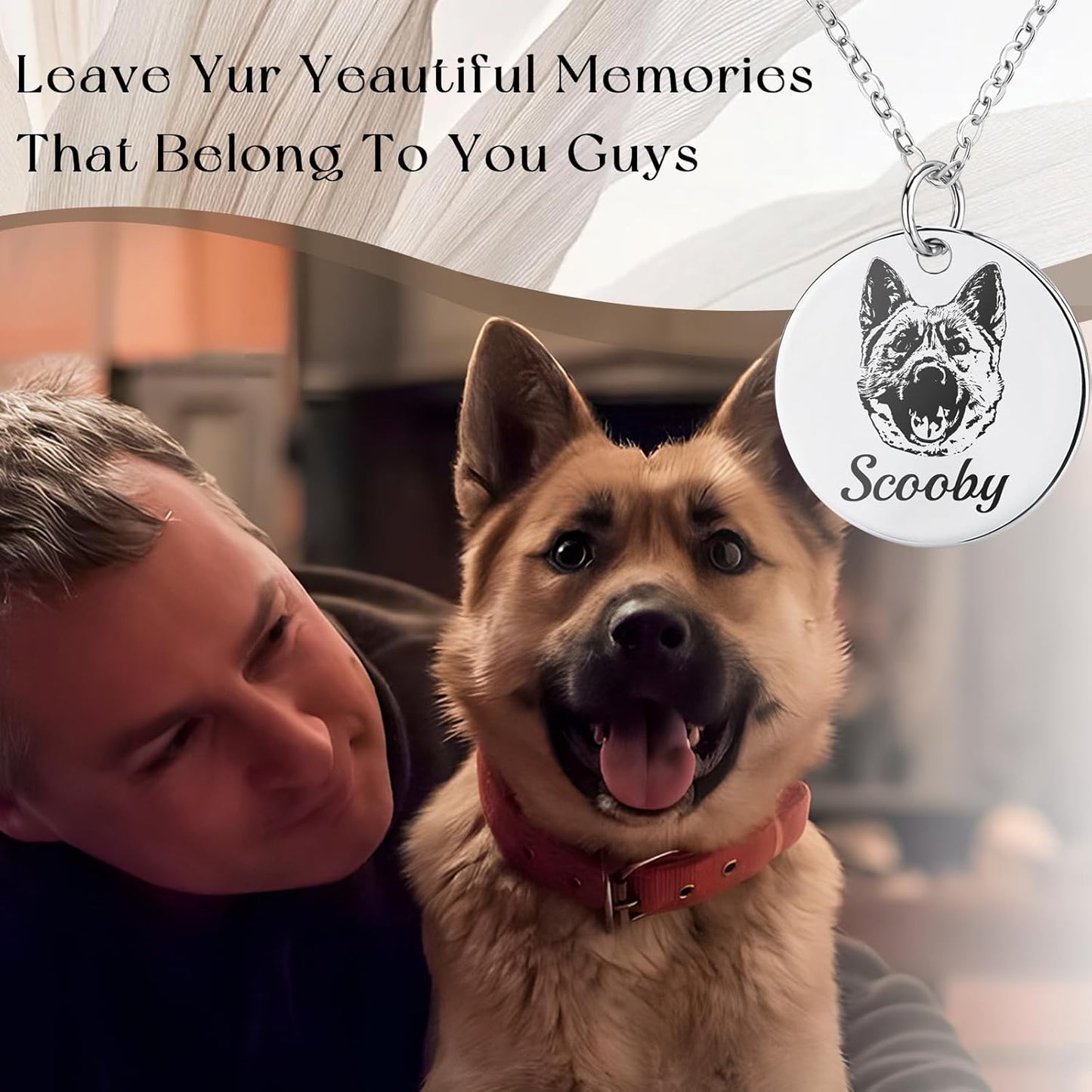 Personalized Pet Portrait Necklace Customized Pet Memorial Necklaces Dog Necklace for Women Custom Pets Necklaces Dog Memorial Jewelry for Cat Mom Dogs Dad (Silver 3 Portrait)