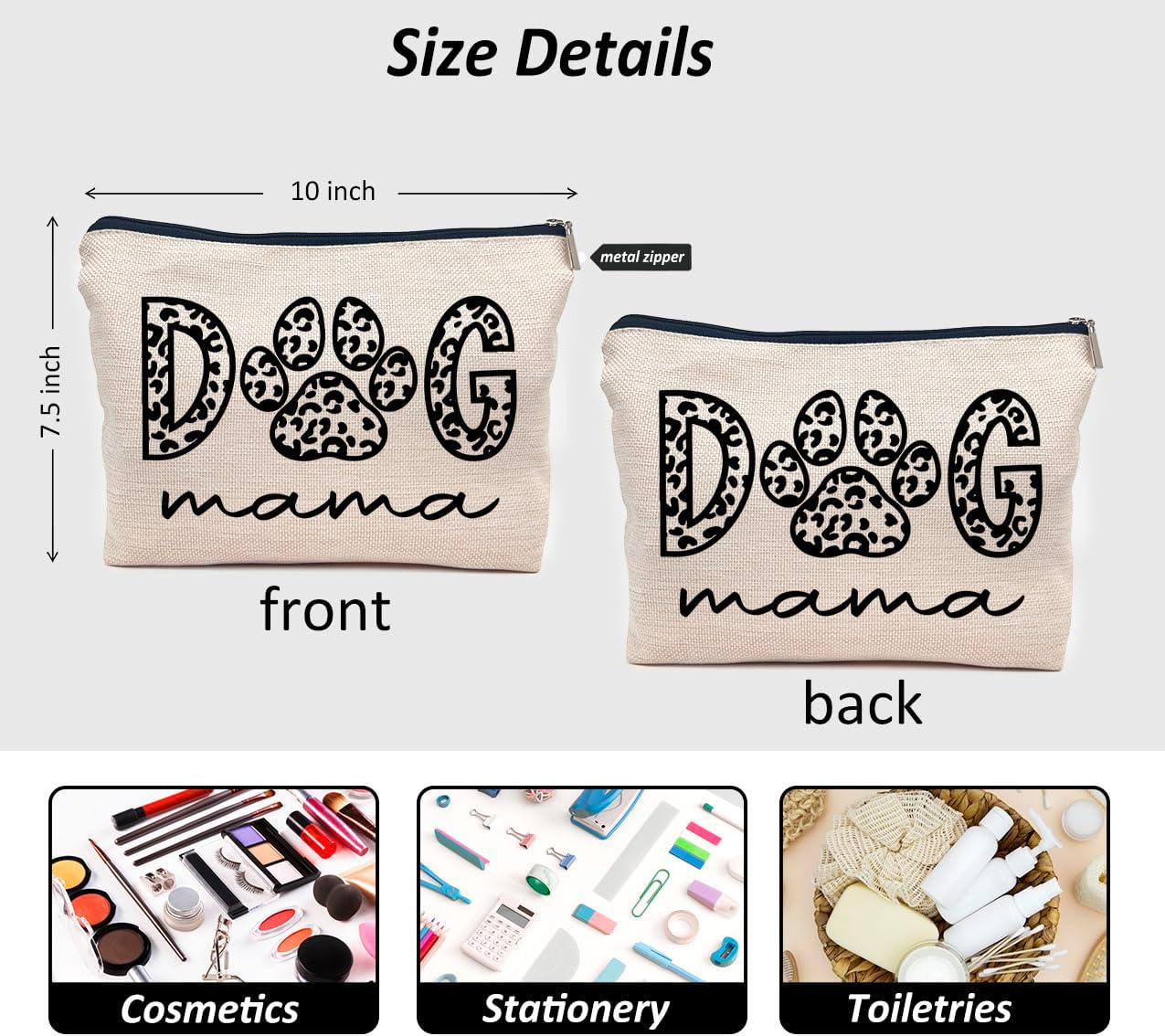 IWXYI Dog Mom Gifts For Women,Dog mama Makeup Bags with Zipper,Dog mama Makeup Bag Zipper Pouch Travel Toiletry Gifts For Women