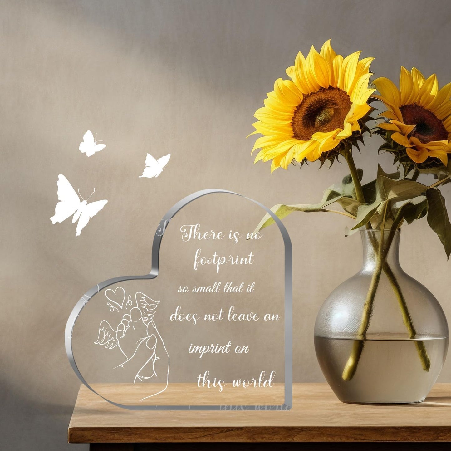 Miscarriage Gifts for Mothers, Remembrance Gift, Sympathy Gifts, Infant Loss Sympathy Gift, Funeral in Memory of Loss of Baby, Baby Footprint Memorial Heart Acrylic Sign, Remember Me Grieving Present